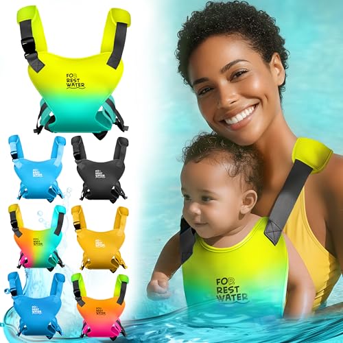 FOR REST WATER Baby Carrier - Premium Neoprene Ergonomic for Warm & Safe Water & Land Fun (4-24 Months) - Adjustable Infant & Toddler Harness Summer & Winter Baby Carrier (BlueYellow)