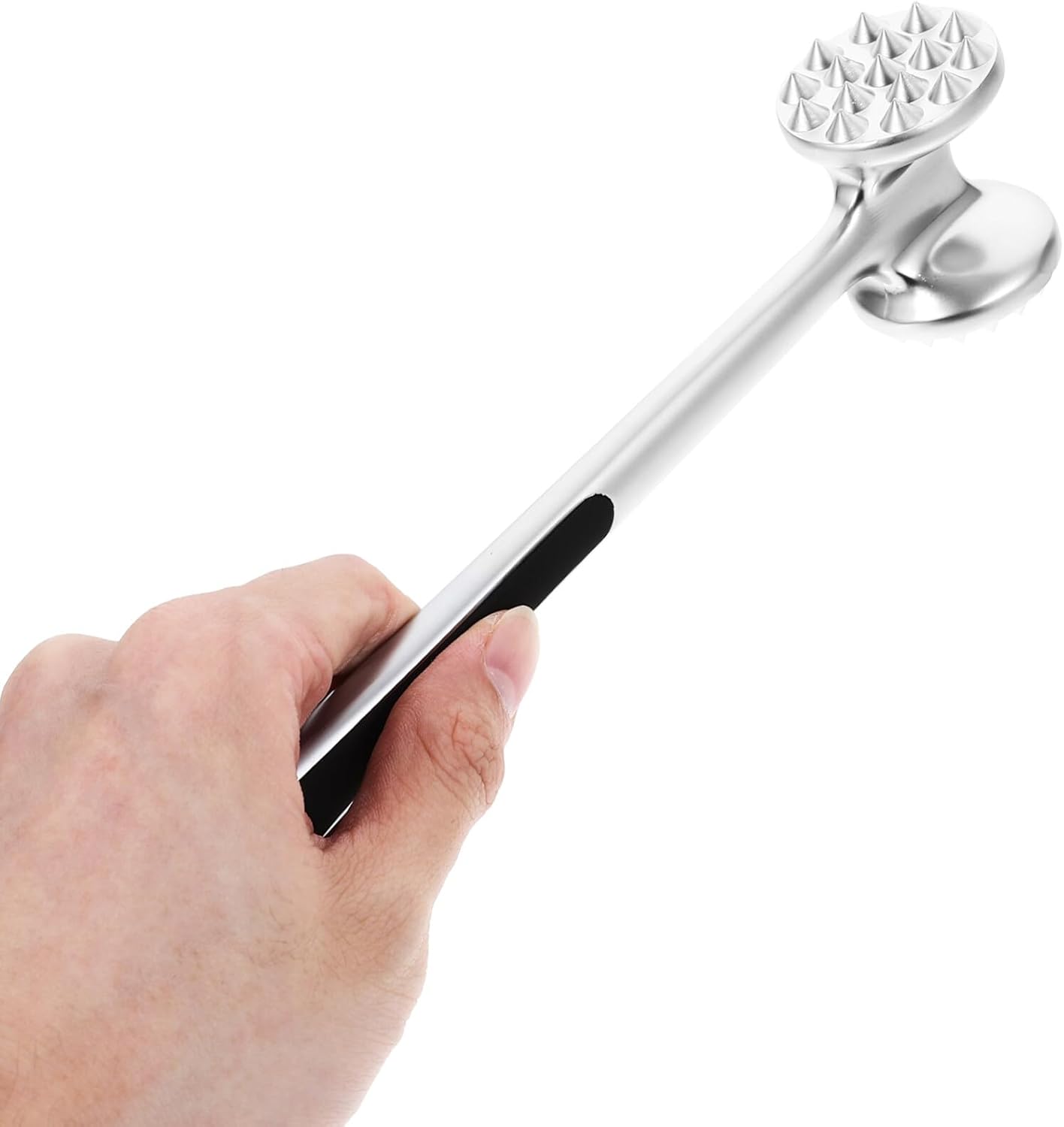 Stainless Steel Meat Tenderizer with Comfortable Grip Handle - Heavy Duty Kitchen Tool for Steak, Chicken, and Beef Tenderizing and Flattening