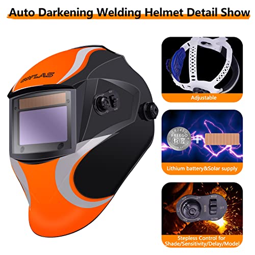 Welding Helmet, Welding Helmet Auto Darkening 3.62”×1.65” Large Viewing Shade Range Din5-9/9-13 For Arc/Mig/Tig Welding Grinding #TOP3