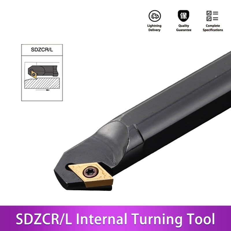 1pc S10K-SDZCR07 S12M-SDZCR07 S16Q-SDZCR07 Internal Turning Tool Holder 10pcs Carbide Inserts DCMT SDZCR/L CNC Lathe Cutting Tools(S10K-SDZCR07,No Insert)