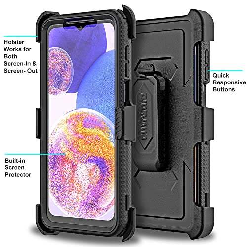 Image of for Samsung Galaxy A23 5G / A23 (4G) Aegis Series case, Full-Body Rugged Dual-Layer Shockproof Protective Swivel Belt-Clip Holster Cover with Built-in Screen Protector, Kickstand, Black