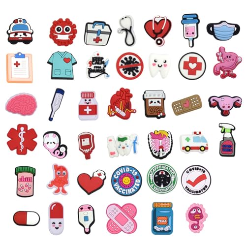 Wtyki do butów dla pielęgniarki, 40 sztuk, przypinki Crocs, ozdoba do butów dla dzieci, ozdoba do butów, ozdoba butów, PVC