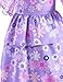 Purple Princess Costume Dress for Girls Birthday Halloween Party Dress Up with Bag Necklace Earrings Ring Accessories 9-10 Years