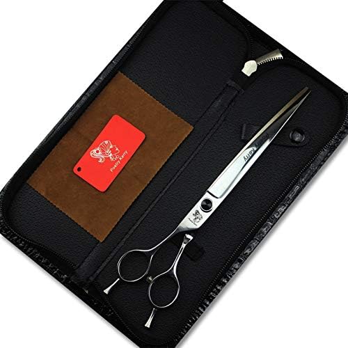 high-end Professional pet Care 8.0 inch pet Scissors JP440C Steel Silver Left hand scissors Double tail curved scissors (Curved Scissors-2)