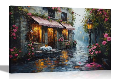 Peinture a l'huile roses roses pour creer une ambiance cafe vintage au salon