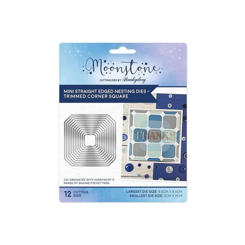 Hunkydory Moonstone - Mini Straight Edged Nesting Trimmed Corner Square Die Set - MSTONE982