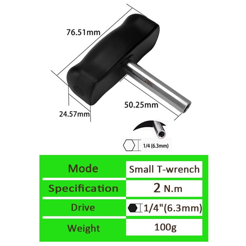 Cacciavite con chiave dinamometrica preimpostata impugnatura a T da 0,25-8 Nm, adatto for standard attacco esagonale 1/4" (marchio WISRETEC)(Torque 0.6N.m)