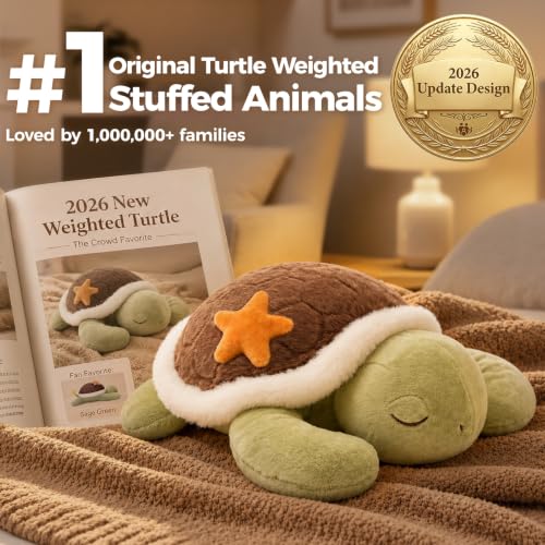Image of Mewaii Weighted Stuffed Animals Turtle Plush, 3.5 lb, 21in