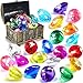EGKamh Diving Gems Pool Toys, 20 Big Colorful Diamond with Pirate Treasure Chest Box Set, Swim Dive Toy for Kids, for Pool Gift Swimming Training Underwater Gems Toy Water Pool Games Party