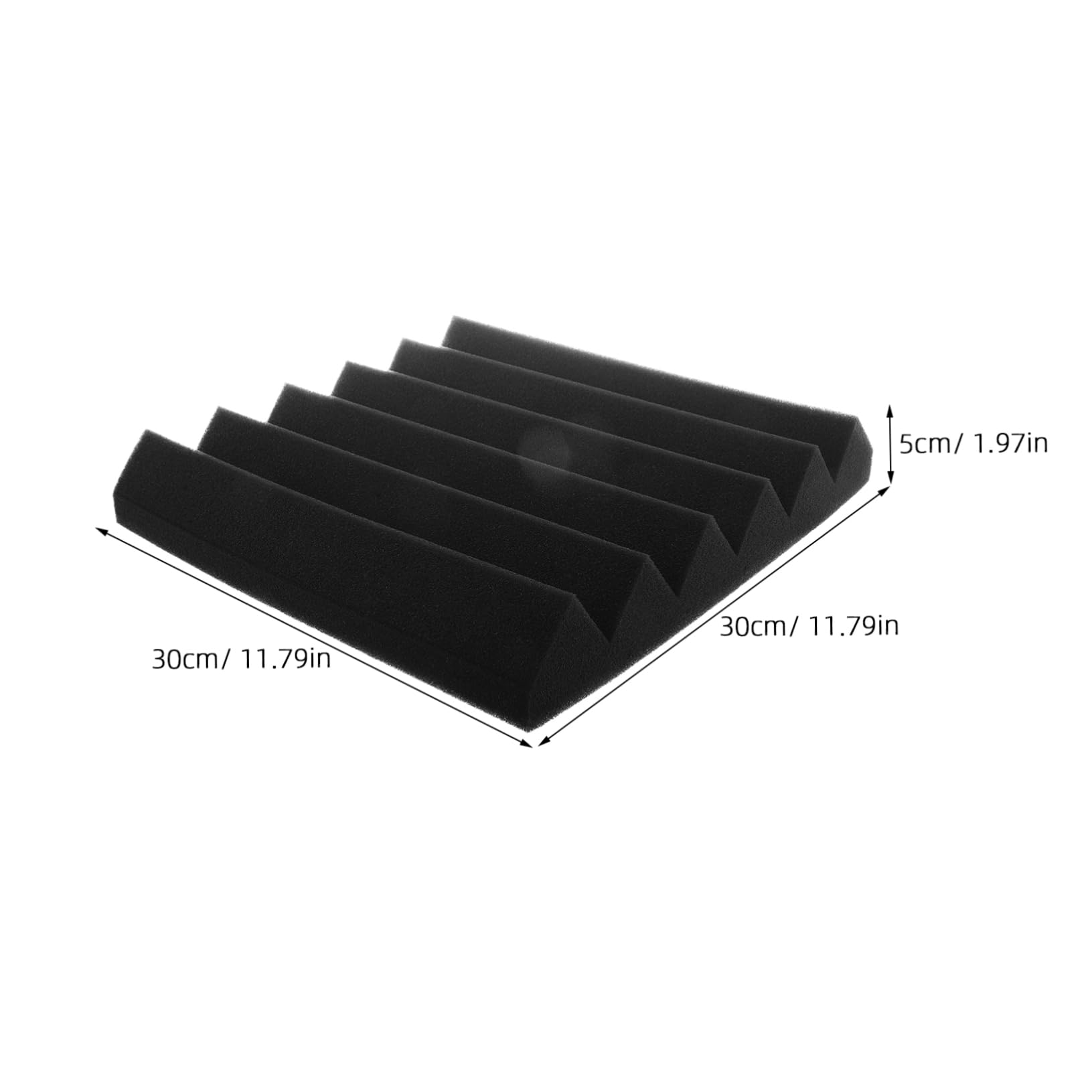 Pannello Acustico in Schiuma Nera 30x30x5 Cm 5 Pezzi | Design a Cuneo Scanalature Triangolari, Autoadesivo, Ignifugo, per Home Theater e Sala Cinema
