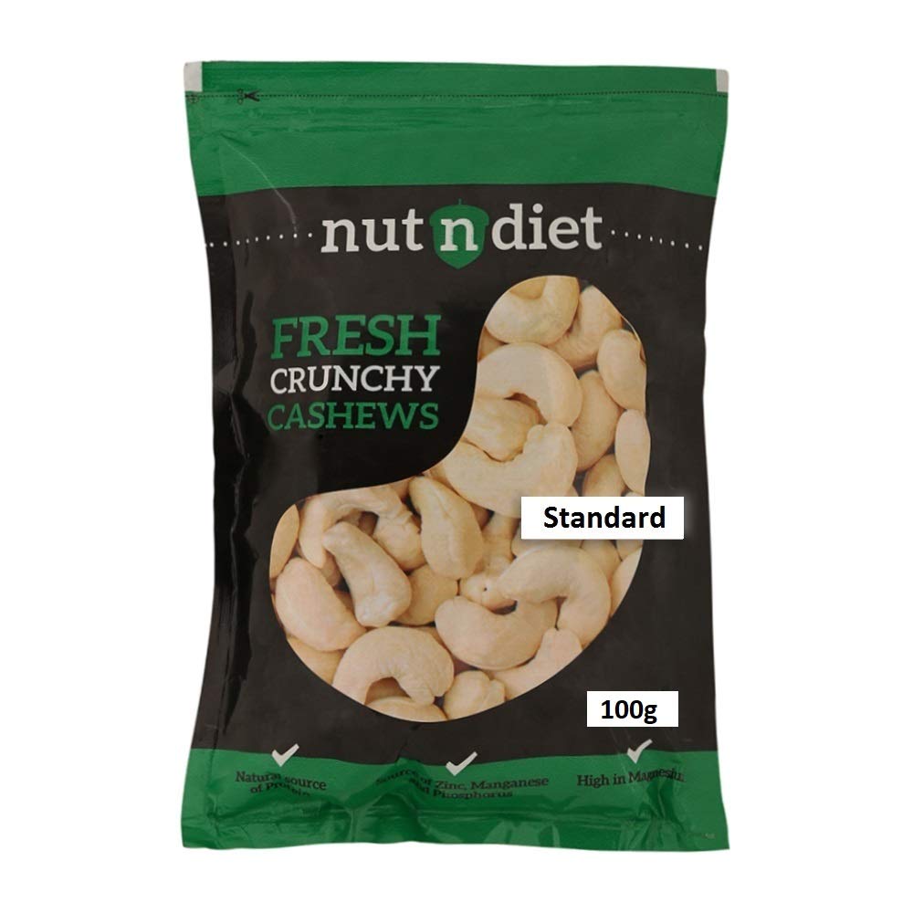 nutndiet Fresh Crunchy Whole Cashews 100G Standard W320 Grade (Kaju 100 Gm W320) Cashews