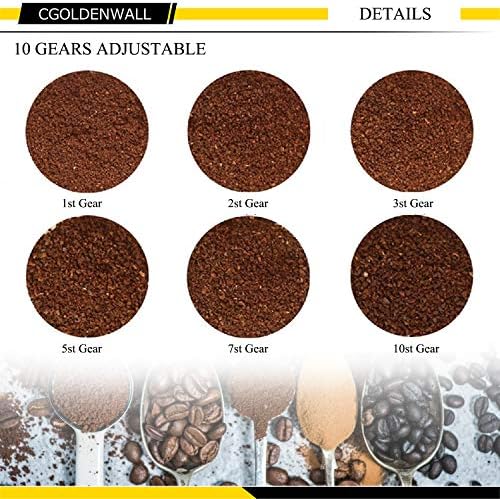 Electric Coffee Grinder Coffee Mill Machine Automatic Burr Coffee Bean Grinder Coffee Bean Powder Grinding Machine 10 Levels (Black)