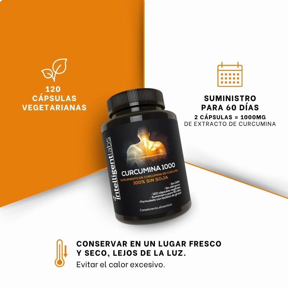 Complejo de Fitosoma de Curcumina Meriva de 1000mg de Intelligent Labs, 2900% Mejor Absorción que la Cúrcuma Ordinaria, 100% Libre de Soja, 120 Cápsulas por Botella