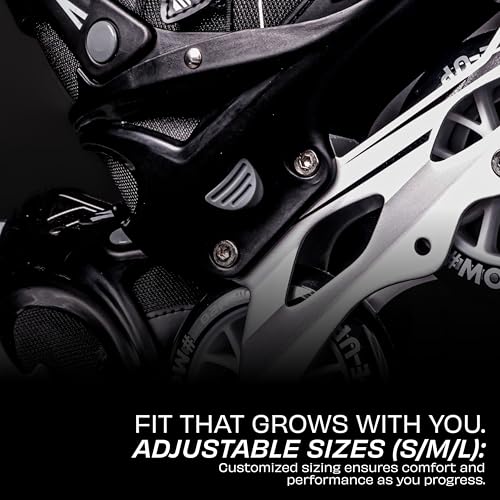 Image of Nivia Speed Pro Inline Skate, Adjustable Inline Roller Skates for Unisex Kids, Outdoor Skating Shoes Roller Blades, 110mm Wheels for Smoother Rides (Small, Black /White)