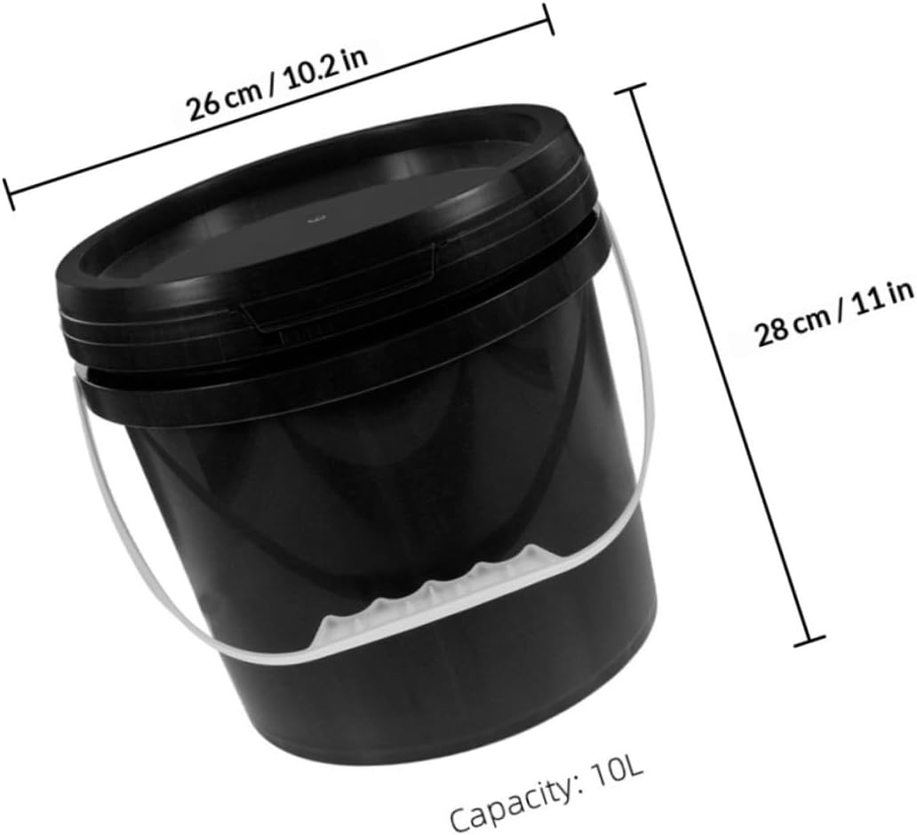 Veemoon Food-Grade Sealed Plastic Paint Bucket with Handle and Lid, 10l Black Pp Bucket for Paint Storage and Chemical Coating, Reusable Gallon Tub Suitable for Professional Painters