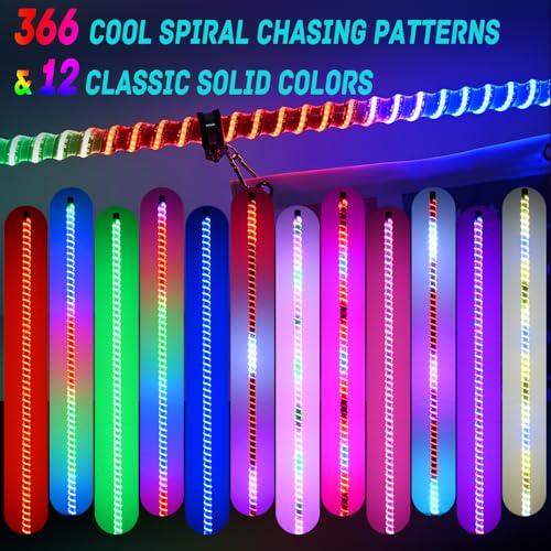 Image of Nilight LED Whip Light 1 PC 3FT COB RGB Lighted Antenna Whips with Spring Base Remote & App Control DIY Chasing Patterns for Can-am Offroad ATV UTV RZR Polaris Dune Buggy 4-Wheeler Truck