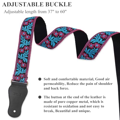 Image of Adjustable Guitar Strap Includes 2 Strap Locks & 2 Matching Picks & 1 Picks Holder & 1 leather Strap Button.