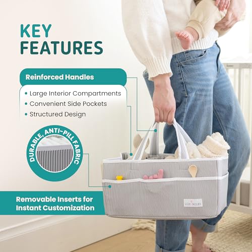 Image of Lily Miles Baby Diaper Caddy Organizer - Large Tote Bag for Newborn essentials Boy or Girl - Baby Shower Basket - Nursery Must Haves - Registry Favorites - Newborn Caddie Car Organizer (Pack of 2)
