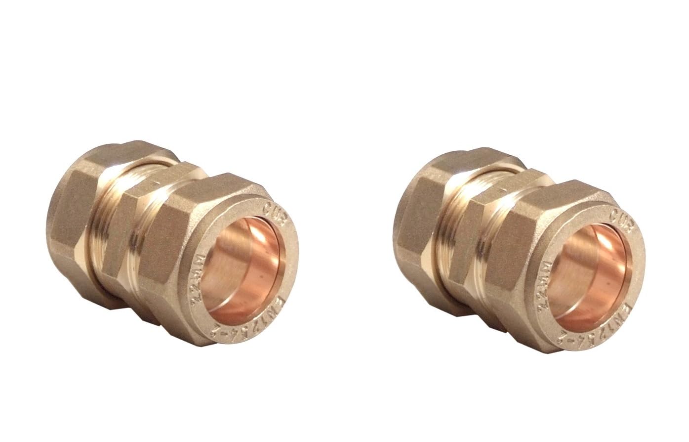 TC 15mm Brass Straight Compression Coupling Connector Fitting for Copper Pipe Pack of 2