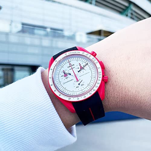 Image of Bands for Moonswatch Watch,Curved No Gap Rubber Strap Compatible with Omega X Swatch Moonswatch Speedmaster /Rolex /SEIKO 20mm Watch,Swatch Omega Moonswatch Speedmaster Watch Replacement Band Men Women