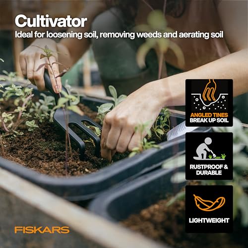 Image of Fiskars 5-Piece Pruner, Trowel, Cultivator, Gloves & Kneeling Pad Set