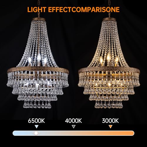 TOCHIC French Empire Crystal Chandelier Lighting Antique Bronze, 6-Light French Country Foyer Chandelier Pendant, Hanging Ceiling Lighting Fixture for Dining Room, 22" Dia x 35" H by TOCHIC - Used condition - Image 8