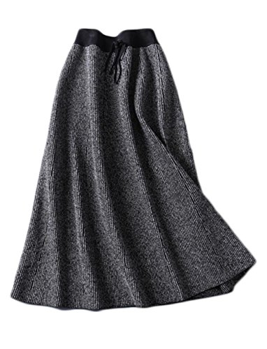 Jupe haute taille H&H HY en gris chiné de 80cm de longueur pour femme