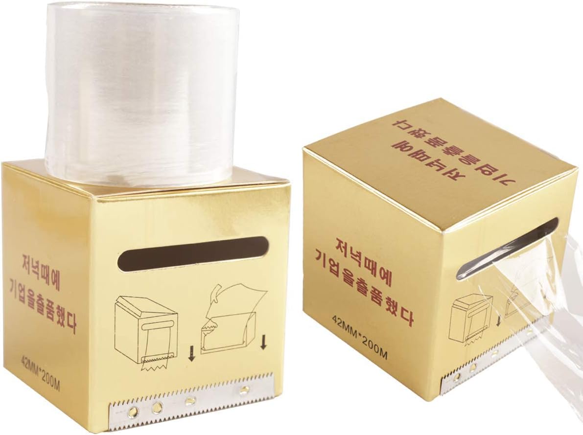 Disposable Eyebrow Tattoo Plastic Wrap Preservative Saran Barrier Film Supplies Lips Permanent Make Up Cling Wrap Cover Tape Roll Transparent 2 PCS