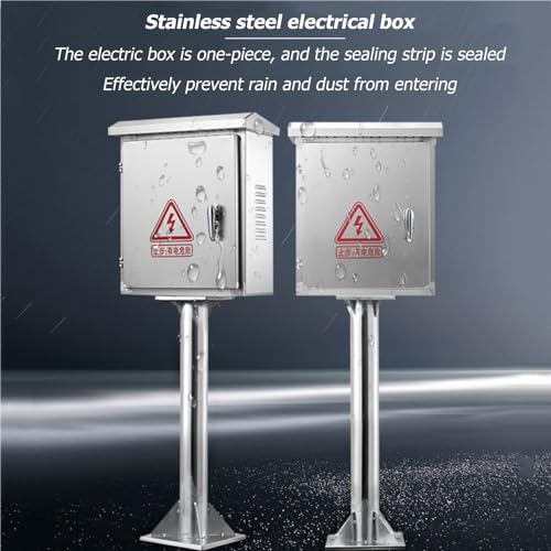 Scatola di derivazione elettrica in Acciaio Inox Resistente alle intemperie - Armadio di Giunzione da Pavimento da 100 cm con Piastra di Montaggio per progetti elettrici Esterni, Resistente