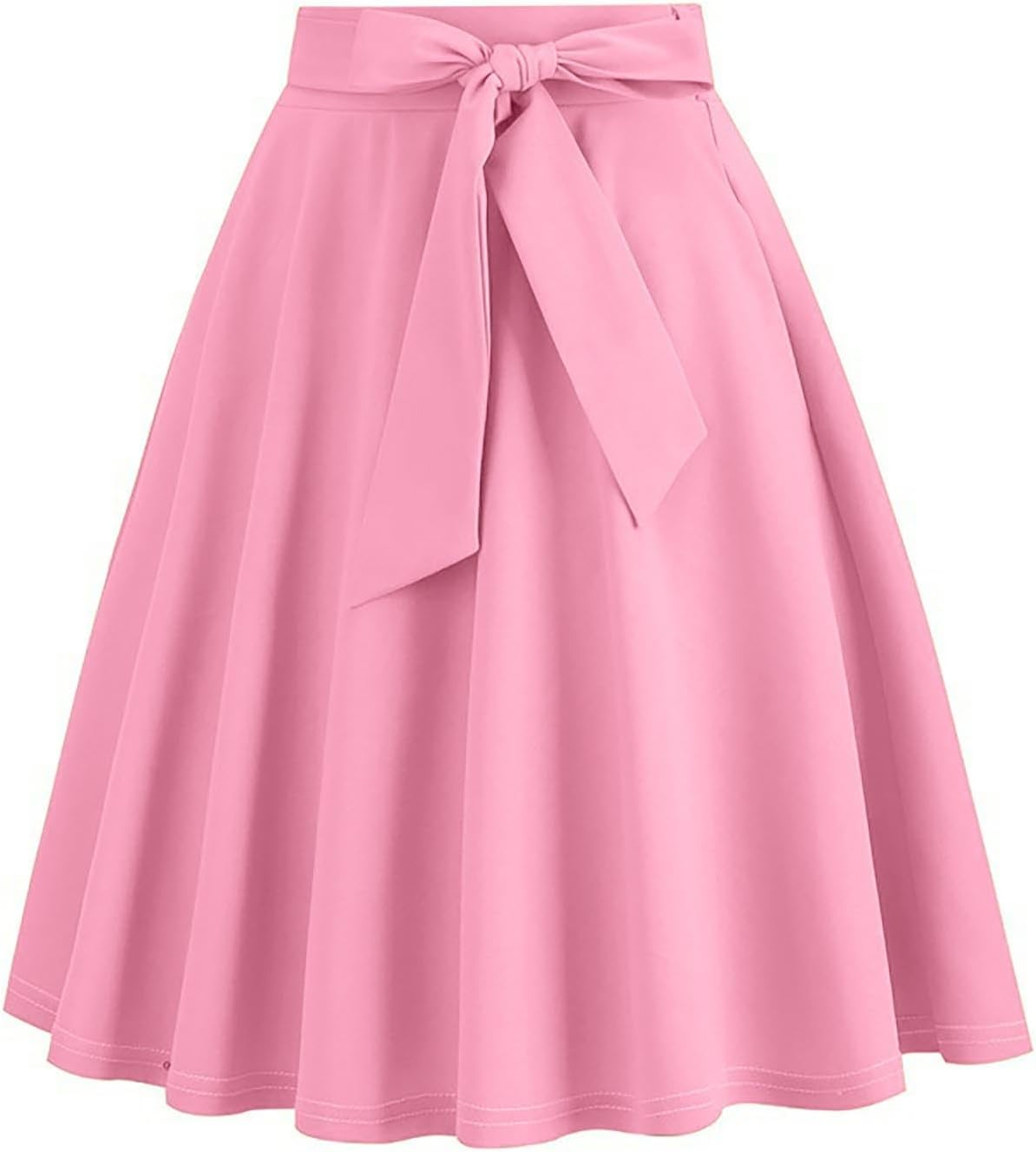 Women's A-Line Swing Vinage Skirts Bow Tie Front High Waist Skater Flared Midi Skirt Evening Gown Prom Skirt