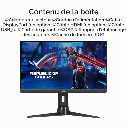 ASUS ROG Strix XG259CM Ecran Gamer – 24.5" 1080p, 240Hz (OC), 1ms, Fast IPS, ELMB Sync, USB-C, 120% sRGB, G-Sync Compatible, KVM
