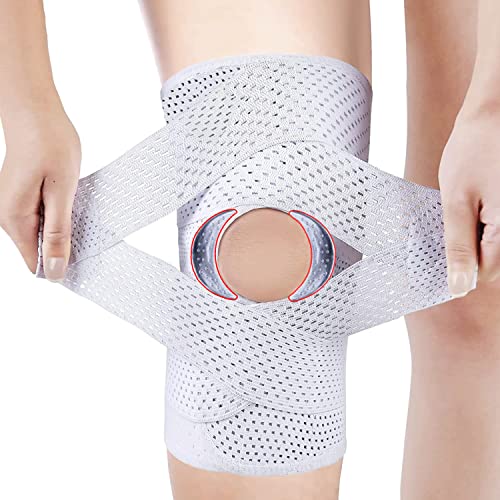 Professional Knee Brace,Adjustable Open Patella with V-shaped Straps & Dual Side Stabilizers,Medical Grade Knee Pads for Meniscus Tear,ACL,Arthritis,Joint Pain Relief for Men & Women(White,S)