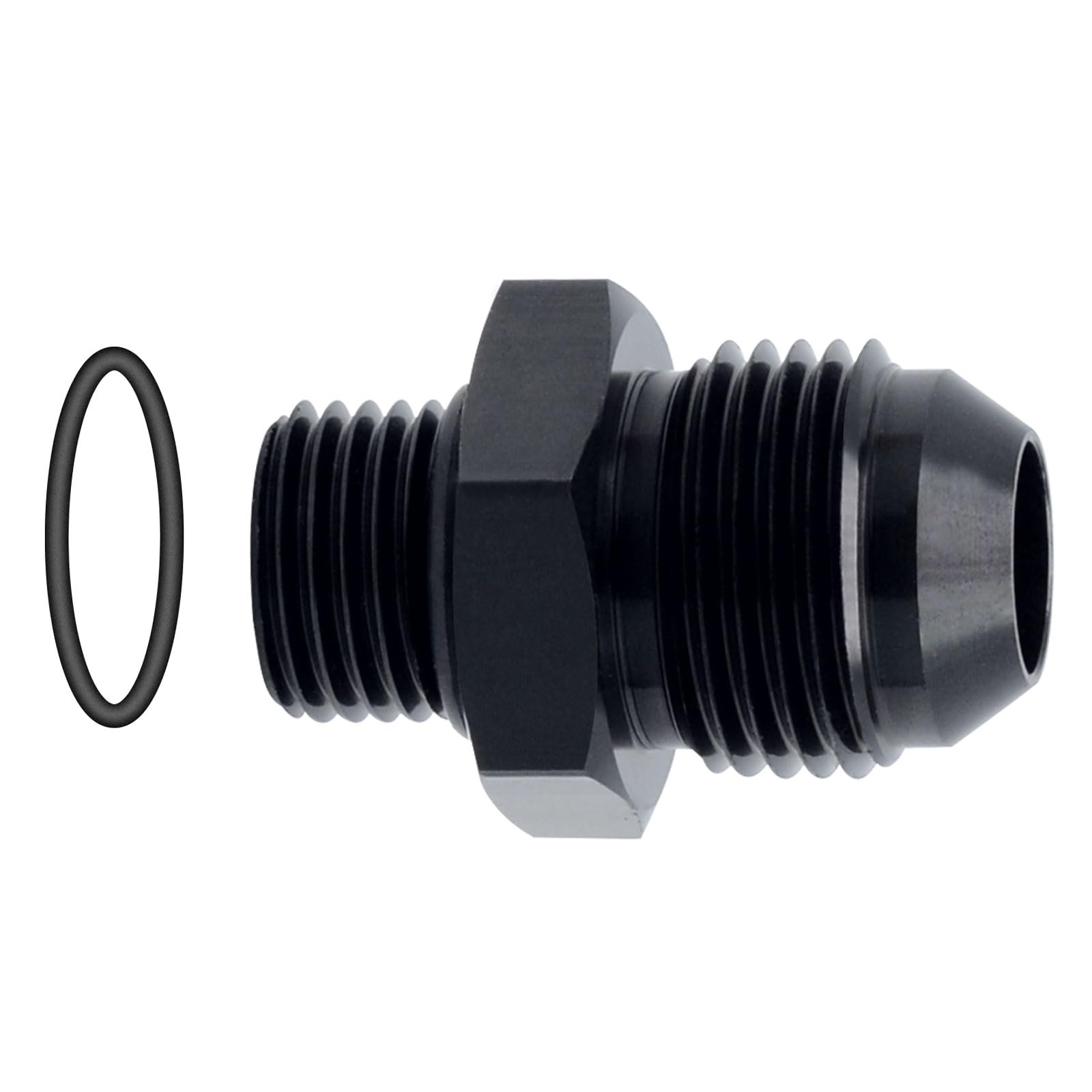 VehiMata 10AN Male Flare to AN10 ORB O-Ring Straight Boss Fuel Pump Rail Fitting Adapter Aluminum Black 2PCS