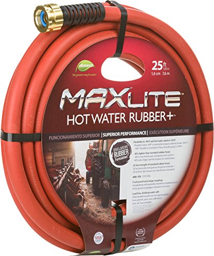 Swan Products Celsghw58025 Element Maxlite Hot Water Rubber+ Hose With Crush Proof Couplings 25' X 5/8", Red #TOP6