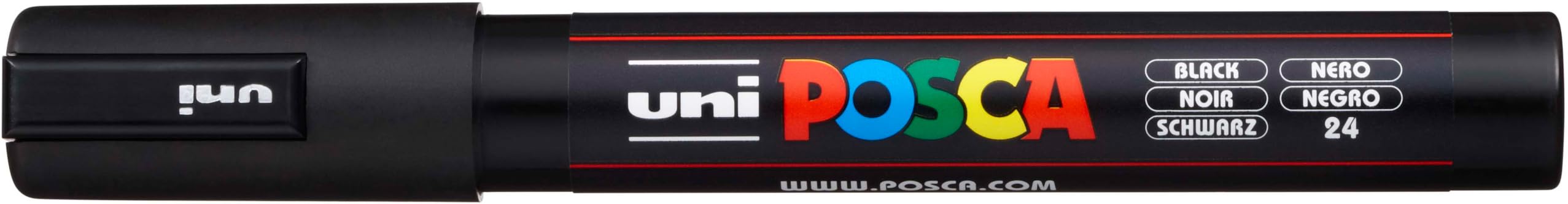 POSCA 205056 - Pennarello POSCA con punta rotonda medio-fine nero, 6 pezzi, PC-5M