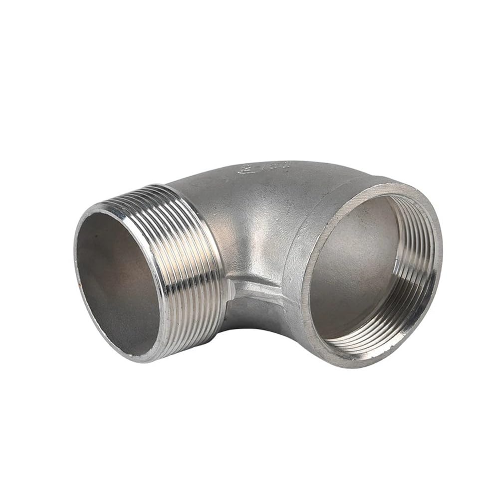 Conector de unión SS304 for tubería agua, codo 90 grados, rosca macho a hembra BSP 1/8'' a 2'', acero inoxidable 304, DN6 a DN50(1-1/2")