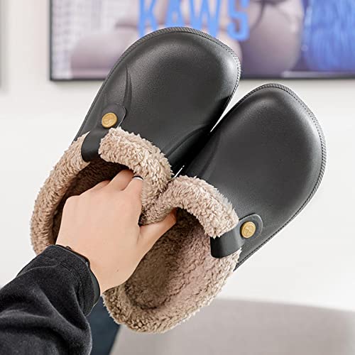 Mens Fur Lined Clogs Womens House Slippers Waterproof Garden Clogs Shoes Winter Warm Plush Home Bedroom Slippers Indoor Outdoor Mules4