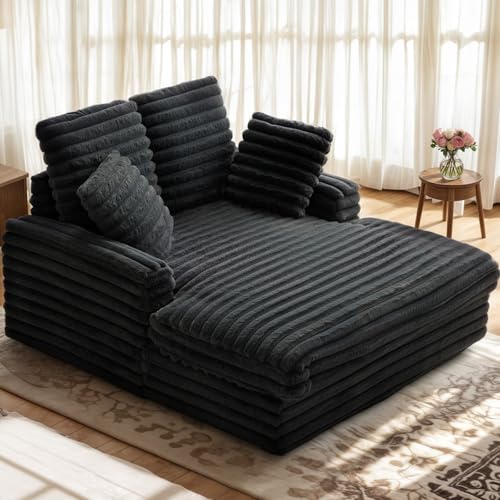 Apicizon 53" Oversized Chaise Lounge Chair, Fluffy Cozy Sleep Cou...