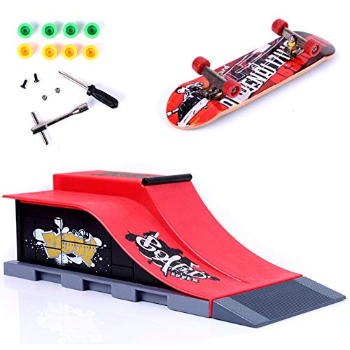 QINIFIFY Mini Monopatín de Dedo Finger Skateboard con Juegos de Accesorios de Rampa Diapasón de Juguete Ultimate Parks Training Props Regalo de Cumpleaños para Niños (E)