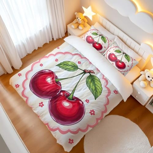 Parure de lit cerises King pour relooker une chambre d'adolescent difficile