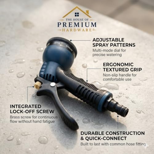 Image of 8 Way Multi Pattern Water Spray Gun with 20mm Hose Clamp, Adjustable Garden Hose Nozzle for Car Washing, Gardening, Lawn Cleaning Heavy Duty