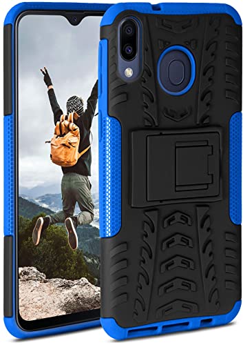 ONEFLOW Tank Hülle für Samsung Galaxy M20 Hülle Outdoor, stabile Panzerhülle mit Kamera & Bildschirm Schutz, sichere Handyhülle, TPU Handy Schutzhülle mit Ständer, Blau Schwarz