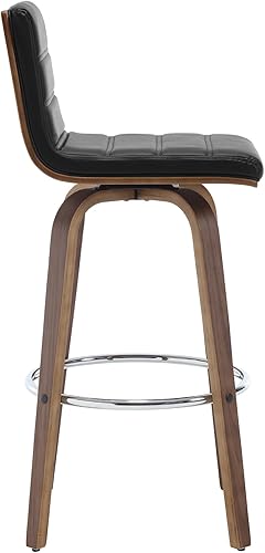 Miniatura 9 de Taburetes de bar de 29 pulgadas de altura, taburetes de bar giratorios con respaldo, taburete de bar tapizado de piel sintética, respaldo en forma