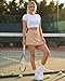 Stelle Women's Tennis Golf Skirts High Waisted with Pockets Inner Shorts for Athletic Skorts Sports Running Pickleball (Khaki,M)