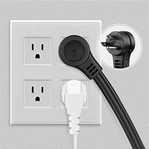 SIMBR Extension Cord Flat Plug Angled with Triple Outlets, Indoor Outdoor Extension Cord Heavy Duty, 16AWG SJTW, 3 prong, Black (6 FT) - Thumbnail 3
