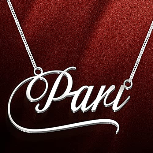 Image of Pari Cursive Gold & Silver Name Pendant Necklace, Best Jewelry Gift for Girls.