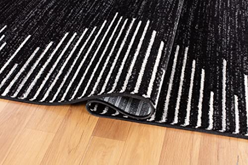 Rugshop 385BLACK2X7 Bohemian Stripe Stain Resistant High Traffic Living Room Kitchen Bedroom Dining Home Office Runner Rug 2'X7' Black thumb #2
