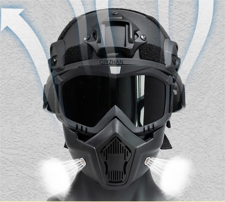Airsoft Helmet Can Adjust ACH Tactical Helmet, and Airsoft Mask with Removable Anti-Fog Goggles is Used for Outdoor Sports of Airsoft Paintball CS Games