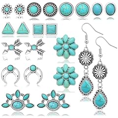 Turquoise Studs,Vintage Silver