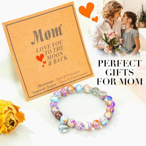 VICKHU Mothers Day Gifts From Daughter Son Crystal Moonstone Bracelet for women Birthday Thanksgiving Day Christmas Valentine's Day Gifts for mom auntin grandma mommy2
